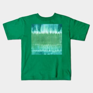 Teal Bold Tie-Dye Stripes Kids T-Shirt